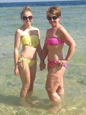 Bethany Tuck is pictured on holiday with her mum Tanya.