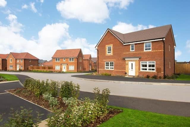 The new Stonebridge Fields housing development in Warsop is being marketed to would-be buyers (PHOTO BY: Barratt Homes)