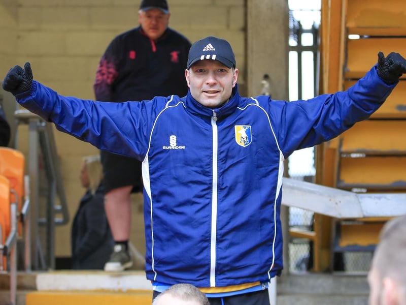 Mansfield Town fans ahead of the big win at Bradford.