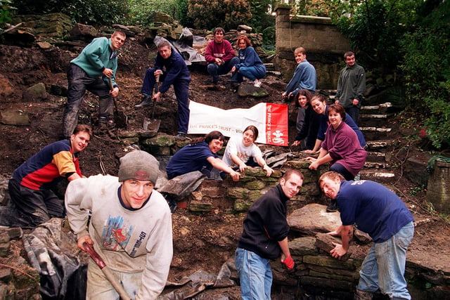 Members of the Prince's Trust are pictured helping to restore the ornamental ponds at the Merlin Theatre, Nether Edge, in 1997