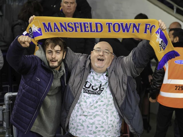 Happy Stags fans at Luton Town.