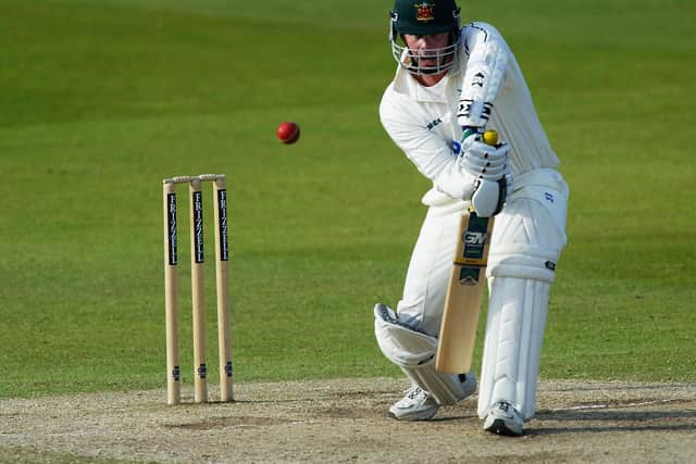 Jason Gallian in action for Notts against Durham at Trent Bridge on May 27, 2004, in Nottingham, England. (Photo by Bryn Lennon/Getty Images)