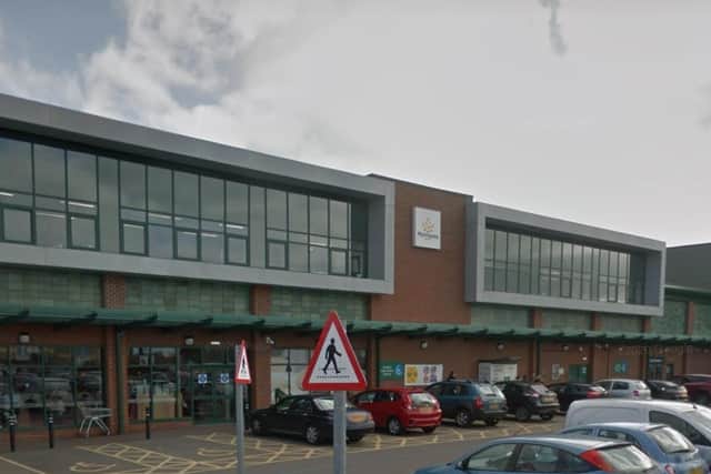 A large section of the glass canopy crashed to the floor at Kirkby Morrisons this morning.