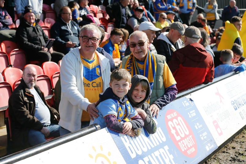 Mansfield Town fans ahead of kick-off at Grimsby Town.