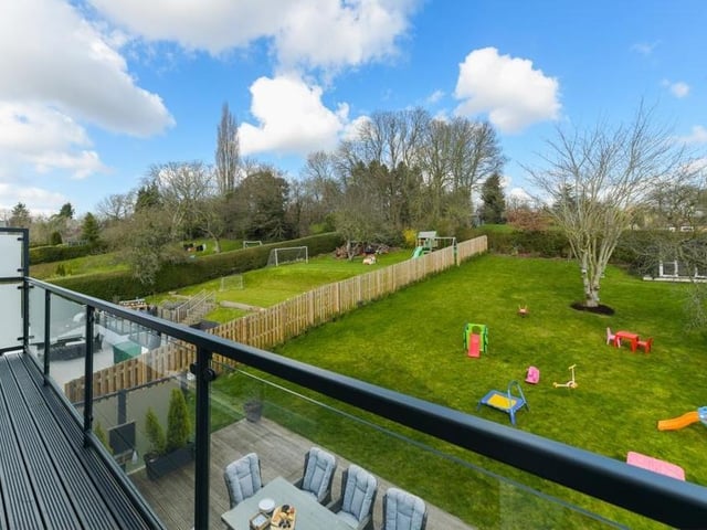 Here is the view from the balcony of the main bedroom on the second floor of the Burton Joyce house.