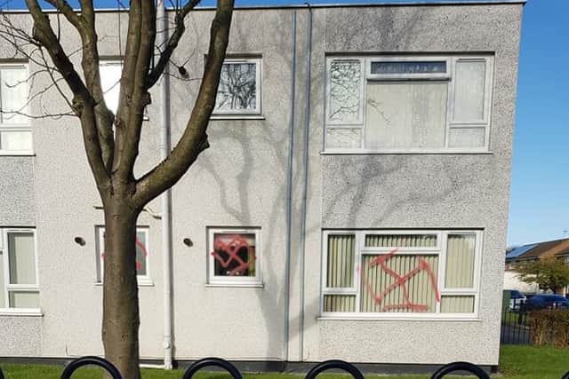 Swastikas on Sherwood Court