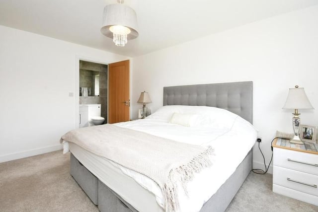 The master bedroom, which faces the back of the Langwith house, is the biggest of the four. It boasts a carpeted floor, radiator and access to an en suite shower room.