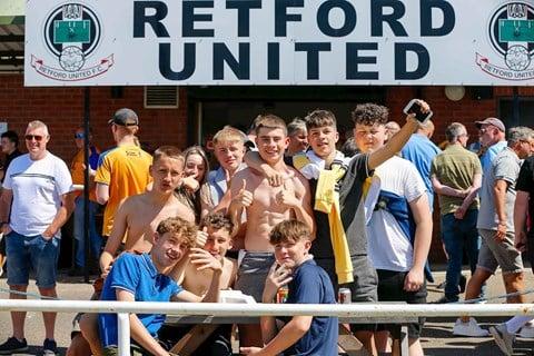 Stags enjoy the sunshine in the friendly win over Retford in July 2022.