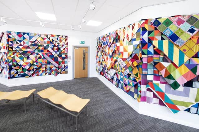 Care Squares exhibition at Mansfield Central Library.