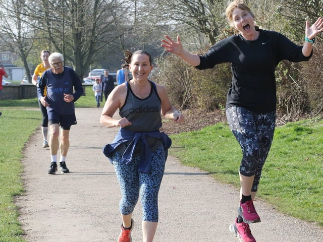 It's all about fun, as well as keeping fit and healthy, on the Mansfield parkrun - as this happy participant proves.
