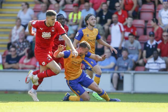 Rhys Oates is halted at Leyton Orient on Saturday. Photo by Chris Holloway / The Bigger Picture.media