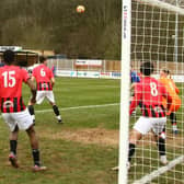 Charlie Taylor heads home Sherwood Colliery's equalising goal.
