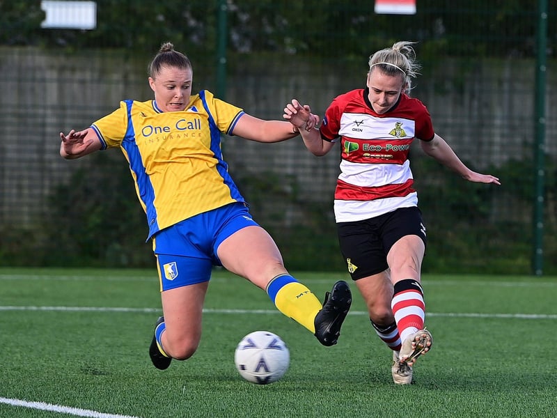 Mansfield Town Ladies Football Club was established in 1994. The first team currently compete in the East Midlands Ladies Premier League. Training takes place at RH Academy. Home matches are played at either RH Academy or One Call Stadium. Photo: Doncaster Rovers Belles v Mansfield Town Ladies.