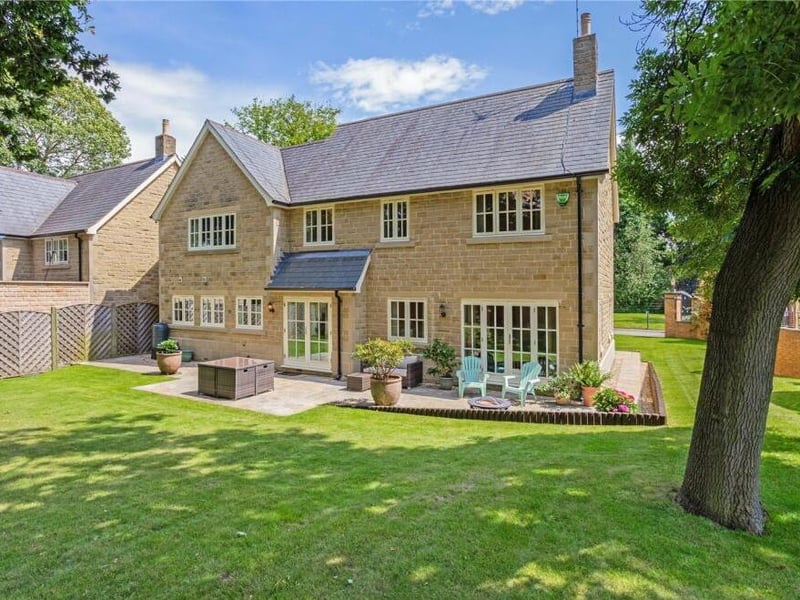Time for a couple of exterior shots now to close our gallery. This shows the delightful view from the rear of the £695,000 Mansfield property, with a block-paved patio stretching the width of the building. There are seating areas outside the French doors that lead from both the sitting room and the dining kitchen.