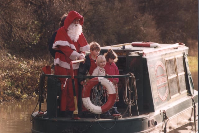 Santa took to the Chesterfield canal  at Tapton Lock Visitor Centre in 201