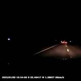 A video grab of the near miss on the M1 in South Yorkshire.
