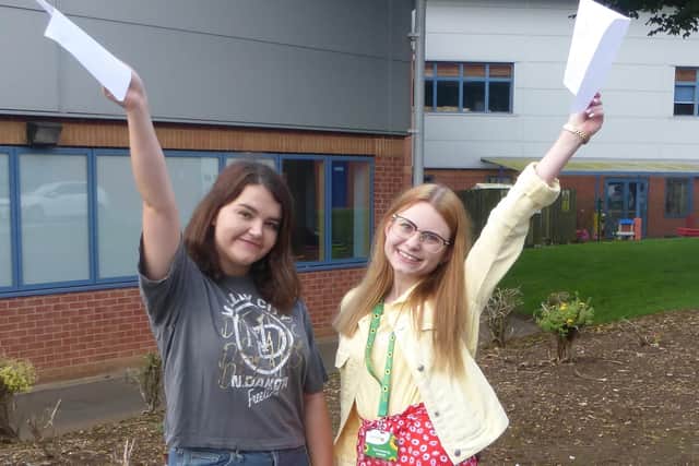 Daisy Jakymelen and Chloe Greenwood celebrate their results