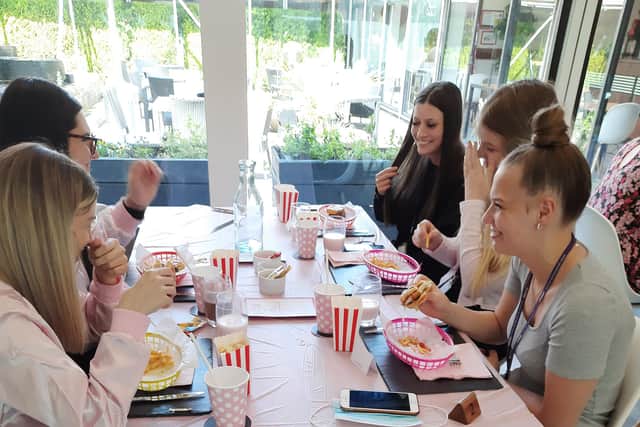 American diner-themed basket meals were prepared by catering students at West Notts College.