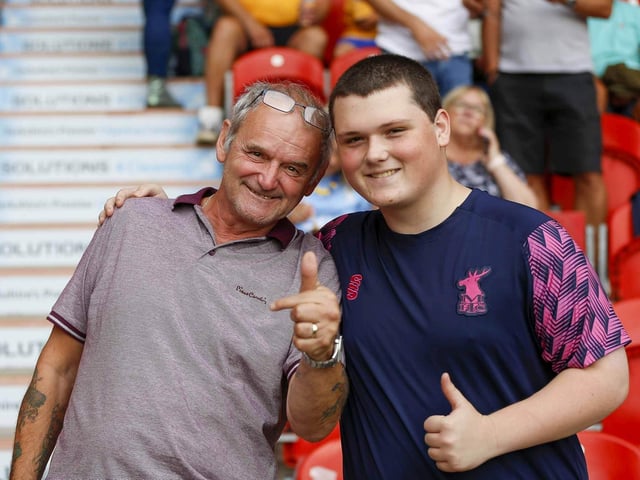 Mansfield Town fans enjoy the 3-1 win at Doncaster Rovers.