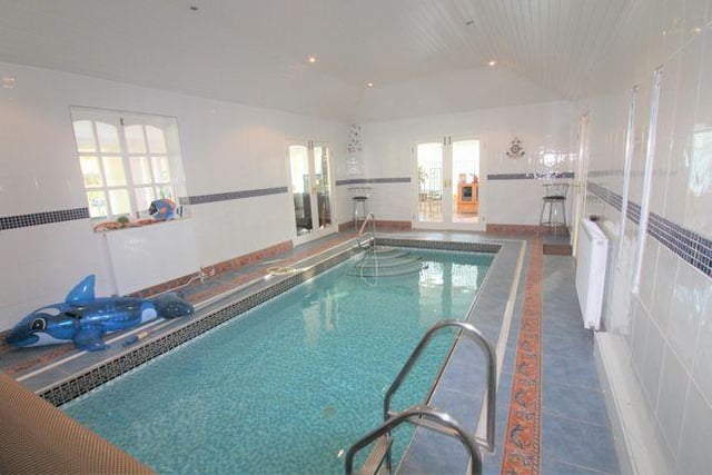 As well as an indoor pool, this property on Mill Lane, Stalmine, Poulton, also features a shower room and sauna, games room and bar.