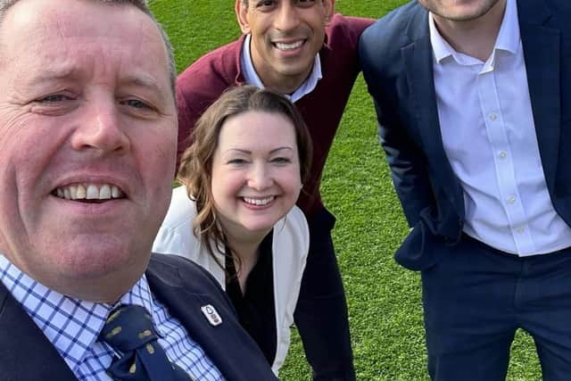 Sherwood MP Mark Spencer, with Prime Minister Rishi Sunak, Rushcliffe MP Ruth Edwards and Nottinghamshire Council leader and Mansfield MP Ben Bradley at the City Ground. Photo: Mark Spencer Facebook