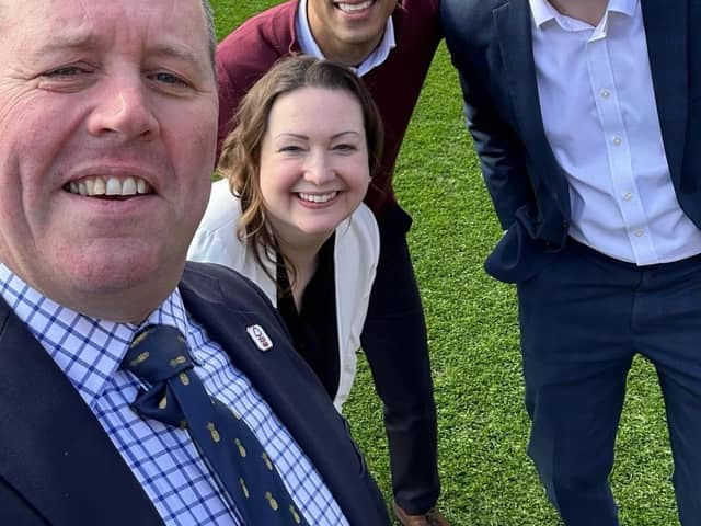 Sherwood MP Mark Spencer, with Prime Minister Rishi Sunak, Rushcliffe MP Ruth Edwards and Nottinghamshire Council leader and Mansfield MP Ben Bradley at the City Ground. Photo: Mark Spencer Facebook