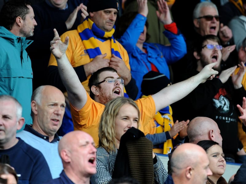 Stags fans celebrate at the final whistle following a win over Chesterfield. It came in September 2013 after Calvin Andrew's header sealed a 1-0 win in front of more than 10,000 fans.