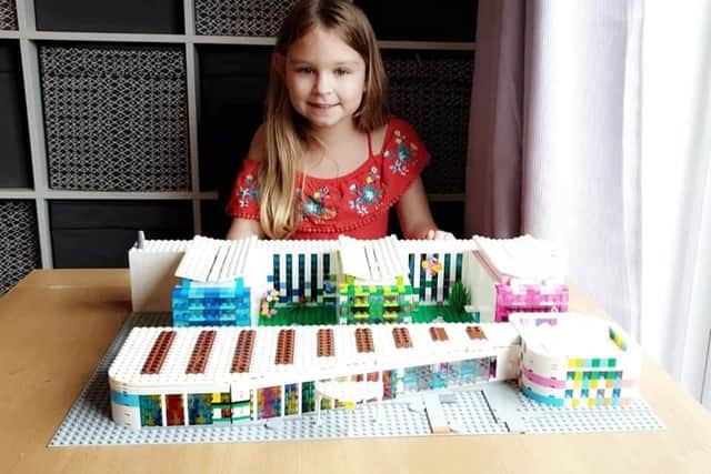 Elise Parkes with her model of King's Mill Hospital