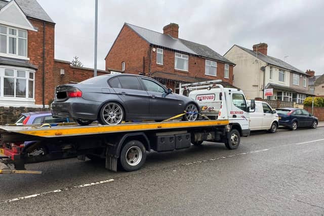 A BMW was seized by officers on patrol in Sutton.