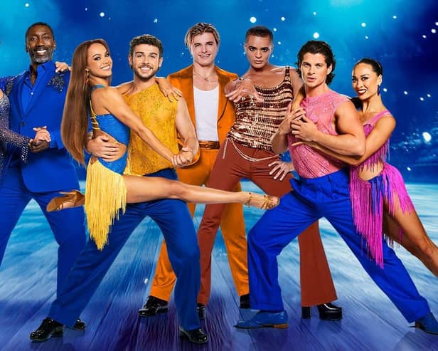 Lauren Oakley, Jimmy Floyd Hasselbaink, Alexis Warr, George Clarke, Nikita Kuzmin, Layton Williams, Lewis Cope and Katya Jones (photo: Ray Burmiston)