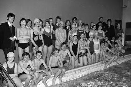 A sponsored swim at Meden School, Warsop in 1970.