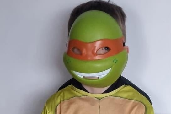 Harley as Michelangelo, aged six.