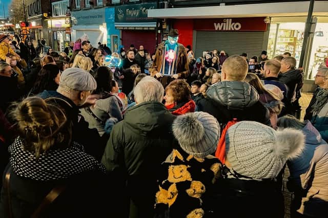 Crowds on the streets of Sutton for the opening Light Night.
