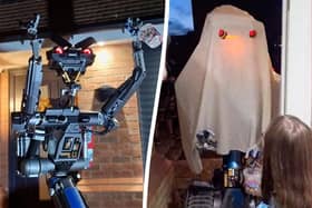 Johnny 5 dressed up as ghost to go trick or treating this week. Photo: SWNS