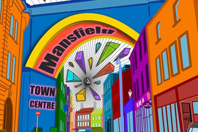 George Hopkinson brought a wealth of colour to his design featuring Mansfield’s famous viaduct and gained second prize. (Image: George Hopkinson/West Nottinghamshire College)