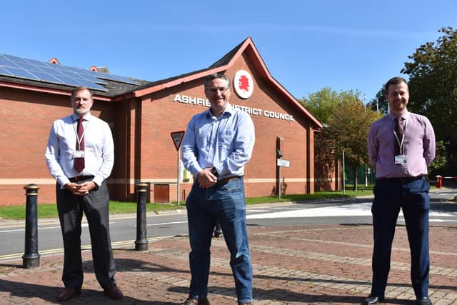 From left, senior economic development officer Paul Stoppard, Coun Matthew Relf, cabinet member for regeneration and planning, and senior economic development officer Nathan McNicholas.