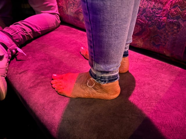 Please take your shoes off to dance on the chairs