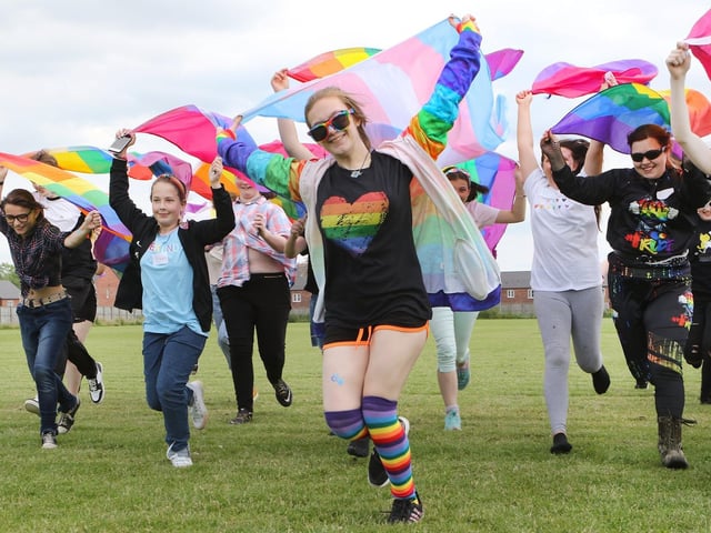 Pupils at Ashfield School's Pride Gala.