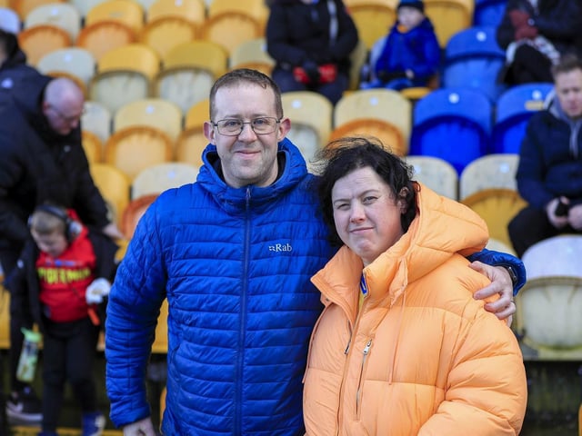 Mansfield Town fans ahead of the draw with Colchester United.