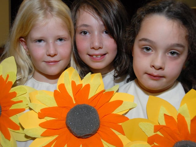 In 2010 Mansfield Woodhouse's Turner Hall hosted a dress rehearsal for the scouts and guides Gang Show on Sunday as part of the centinary celebrations. Pictured from the left are; Beaver Emilia Phoenix 7, Brownie's Emily Fogwill 9 and Madison Smith 7.