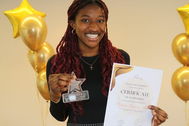 Princes Etiosa Ogieva Ada won the award for most likely to be on The Apprentice. Picture: West Nottinghamshire College