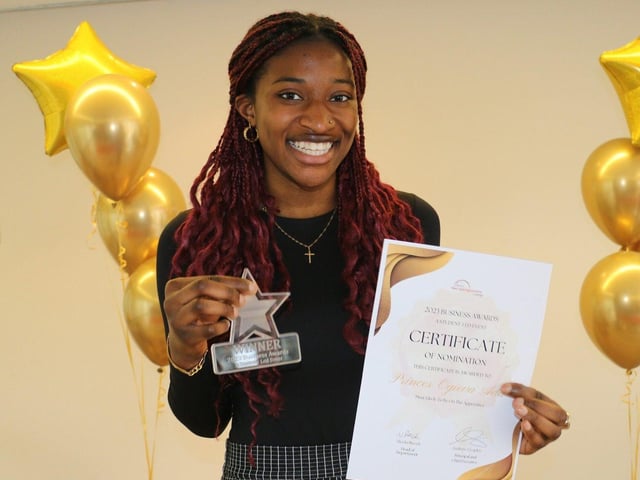 Princes Etiosa Ogieva Ada won the award for most likely to be on The Apprentice. Picture: West Nottinghamshire College
