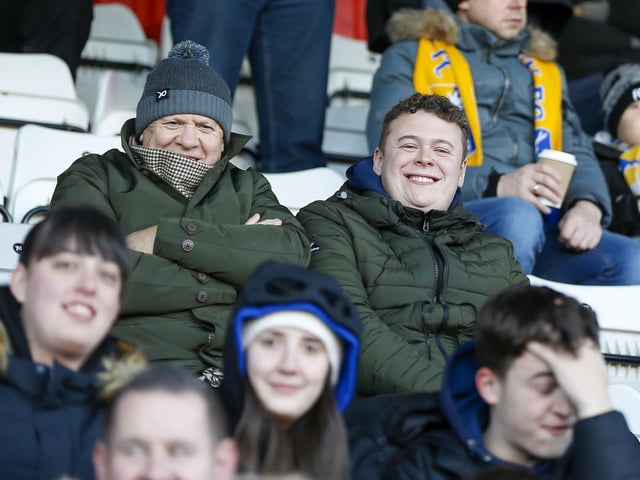 Mansfield Town fans at the Lamex Stadium for the match against Stevenage.