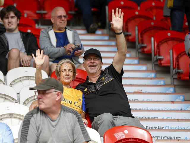 Mansfield Town fans enjoy the 3-1 win at Doncaster Rovers.