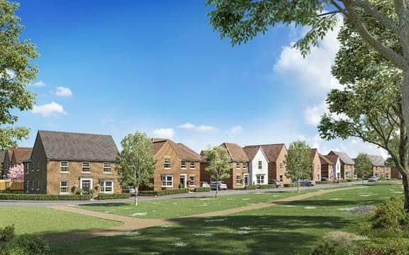 A computer-generated image of a street scene at Barratt Homes' new development in Brinsley.