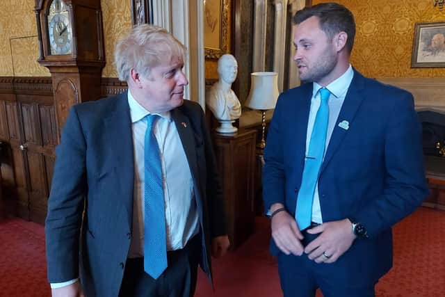 Coun Ben Bradley, Mansfield MP, right, with Prime Minister Boris Johnson.