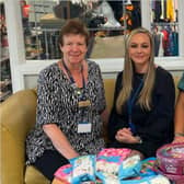 Tiffany Meachim, from Walfinch Mansfield, centre, with staff from the John Eastwood Hospice.