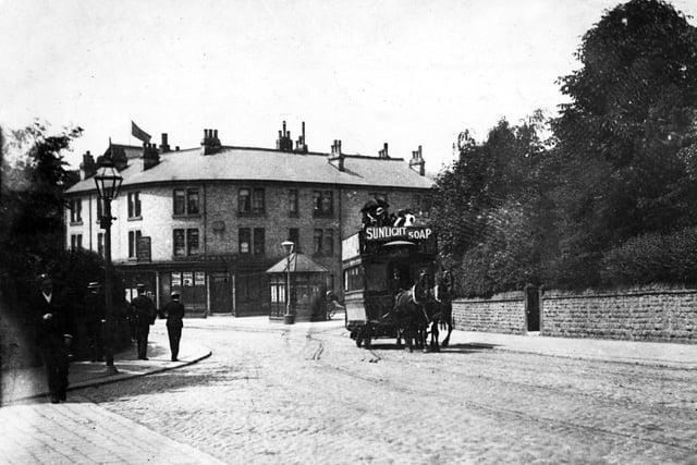 The buildings have changed little since this picture from Victorian times with the horse-drawn tram making its way up Moncrieffe Road apart from the tram stop which can be seen in the centre.