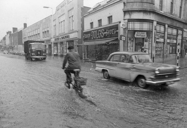 One resident even cycled through the flood water on West Gate.