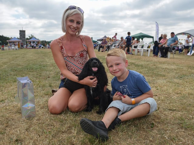 Fisher Lane Fun Day, Mansfield, Finleigh Daniels, five with Mum Leigh and Lady, three who won first prize in the dog show in 2018.